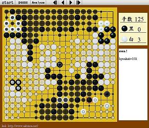 局面を「Analyze」ボタンで評価してみました。